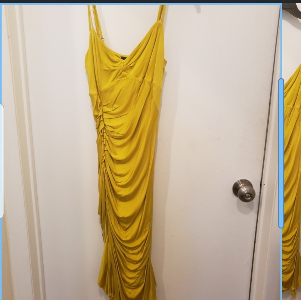 Bebe Mustard Pencil Evening Dress
